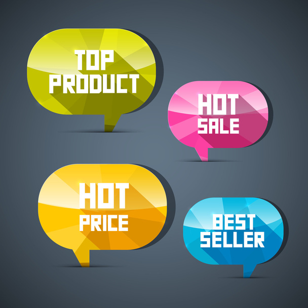 kleurrijke etiketten beste verkoper, top-product, hete verkoop, prijs - Vector, afbeelding