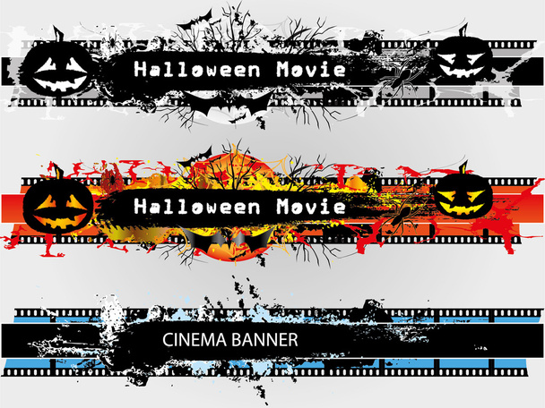 Grunge banners instellen voor halloween en vlakte - Vector, afbeelding