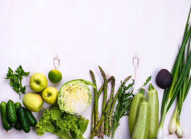 Various green vegetables and fruits - Photo, Image