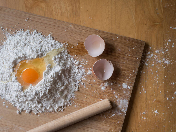 Homemade pasta dough ingredents - Photo, image