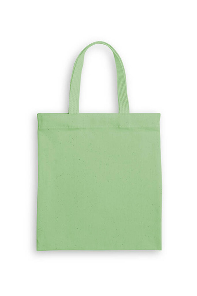 Bolso de mano tela tela bolsa de compras maqueta en color verde pastel aislado sobre fondo blanco (camino de recorte
)  - Foto, imagen