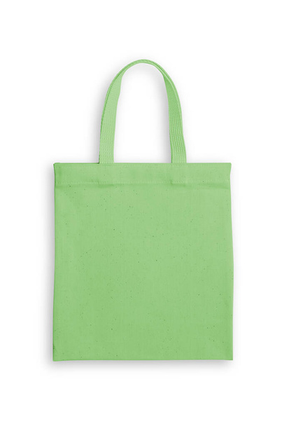 Bolso de mano tela tela bolsa de compras maqueta en color verde pastel aislado sobre fondo blanco (camino de recorte
)  - Foto, imagen