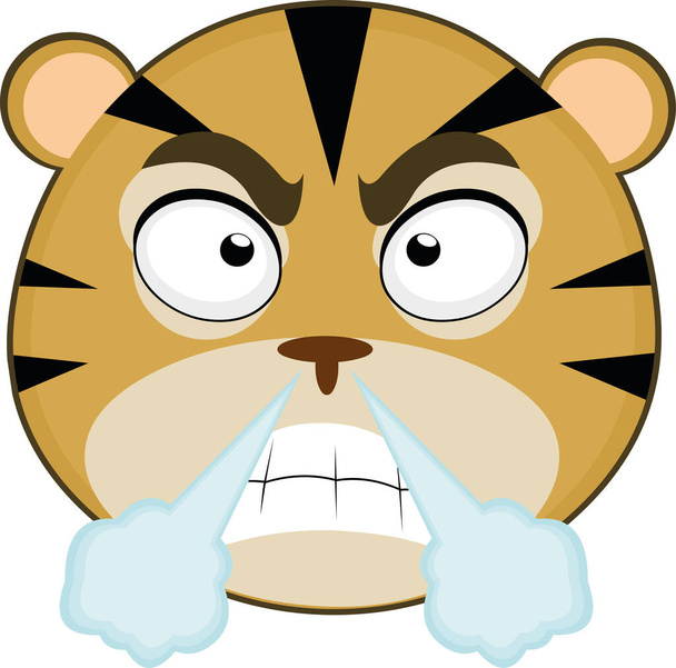 Ilustración vectorial de la cara de una divertida caricatura de tigre
 - Vector, imagen