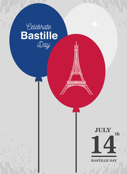 banner or poster for the French national day, label celebrate bastille day - Vector, Image