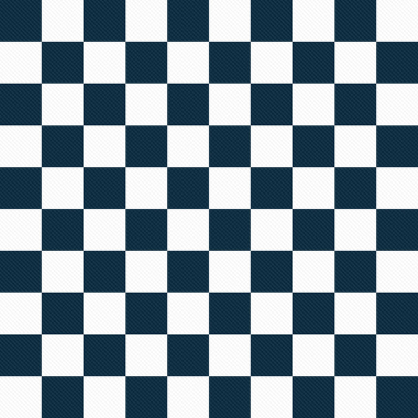 Navy Blue and White Checkers on Textured Fabric Background - Photo, Image