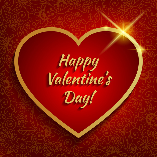 Valentine's background with big red heart. - Vector, afbeelding