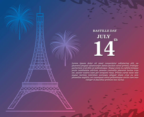 フランス国民の日の旗、ラベル14 7月バスティーユの日 - ベクター画像