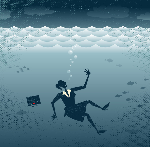 Abstract Businesswoman Drowning. - Vector, Image