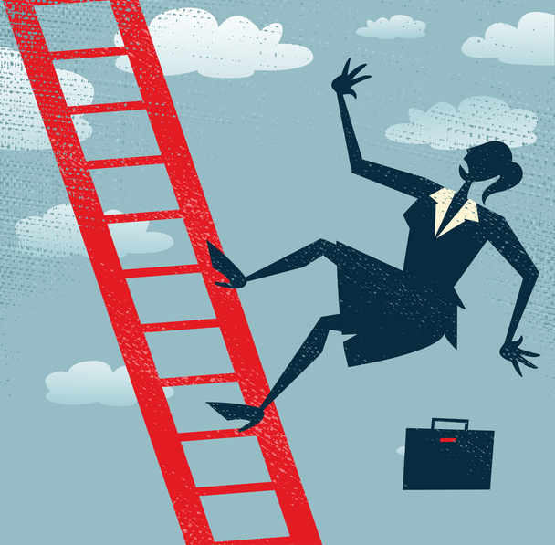 Abstract Businesswoman falls of the Corporate Ladder. - Vector, Image
