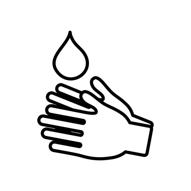 водяная капля и значок руки, стиль линии
 - Вектор,изображение