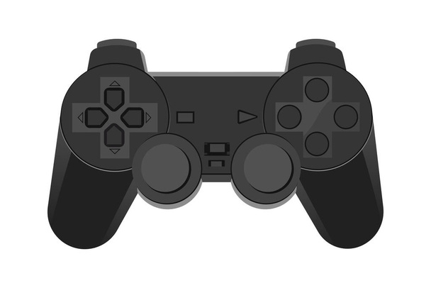 Black gaming controller vektor illustration isoliert auf weißem hintergrund, cartoon design, spiel - Vektor, Bild