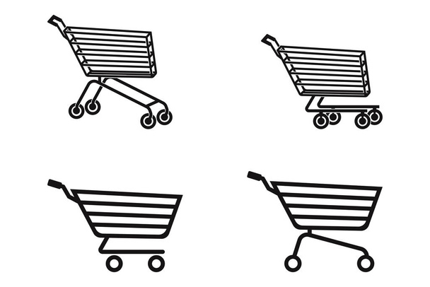 Ikona nákupního košíku. vozík, plochý design ilustrace, izolované na bílém pozadí - Vektor, obrázek