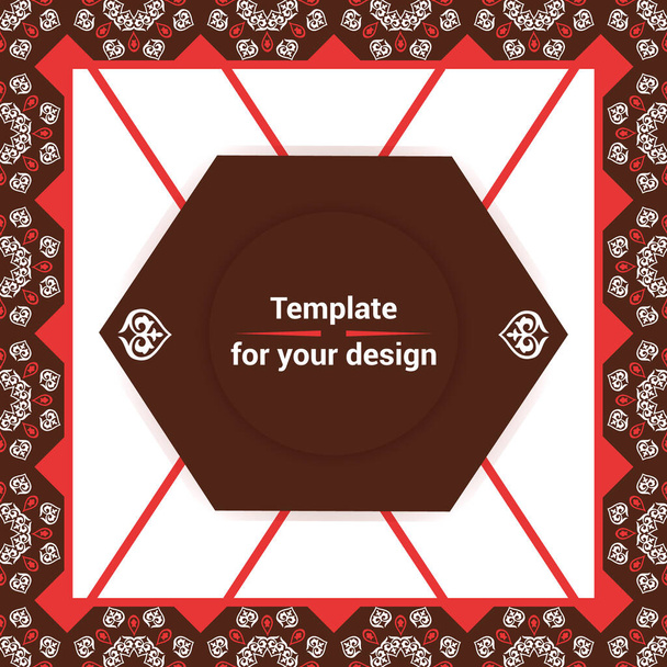 Template for your design with ornamental elements and motifs of Kazakh, Kyrgyz, Tatar national Asian decor for packing, banner, flyer and print design. Workpiece for your design. - Wektor, obraz