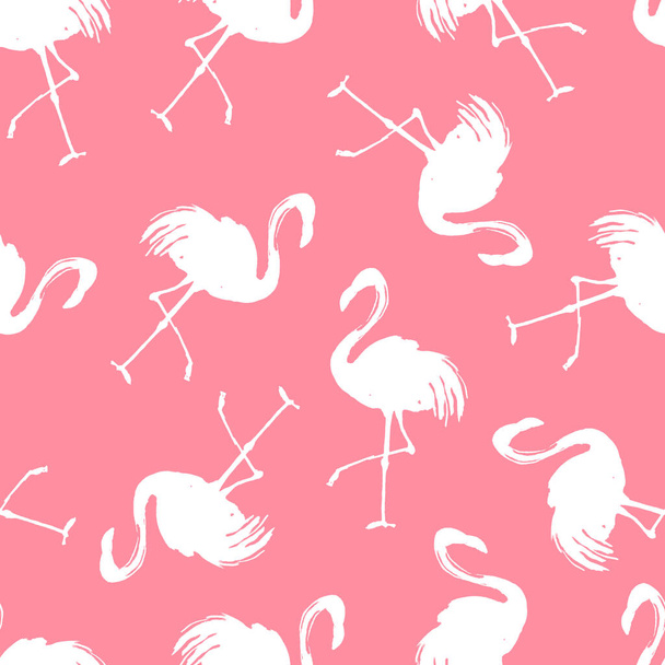 Seamless background with white flamingos. On a pink background - Φωτογραφία, εικόνα