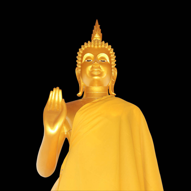 Золотой Будда на чёрном фоне - Фото, изображение