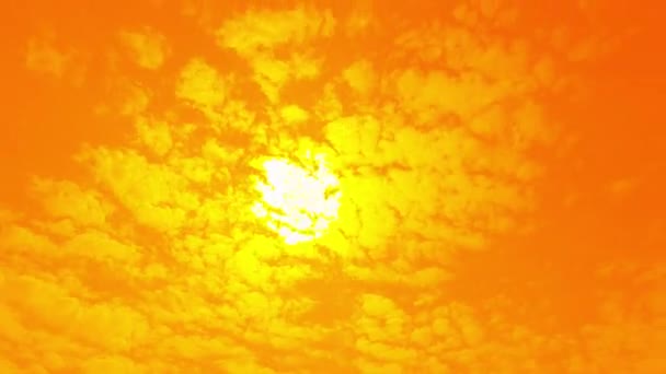 The motion of white clouds on orange sky. Art nature sky background. - Footage, Video