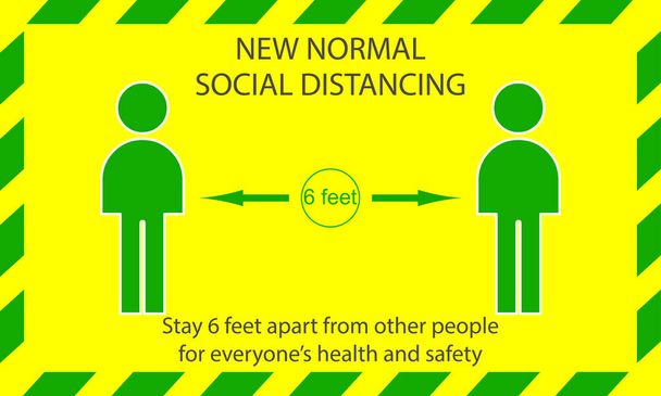Icon people concept new normal stay 6 feet apart from other people, the practices put in place to enforce social distancing, vector illustration  - Vector, Image