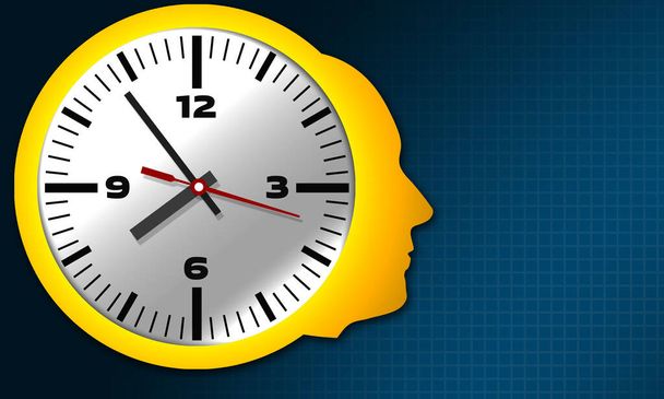 Business time concept as clock with human head, 3d rendering. - Photo, image