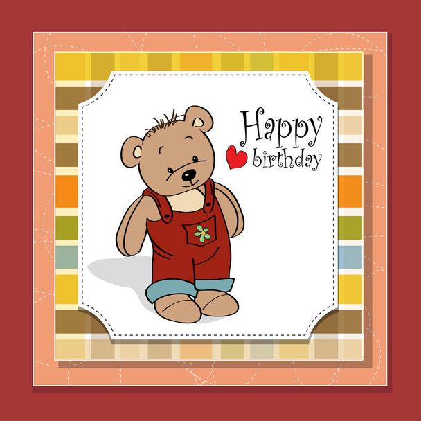 вітальна листівка на день народження з плюшевим ведмедем
 - Вектор, зображення