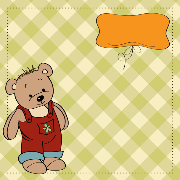 carte de vœux d'anniversaire avec ours en peluche - Vecteur, image