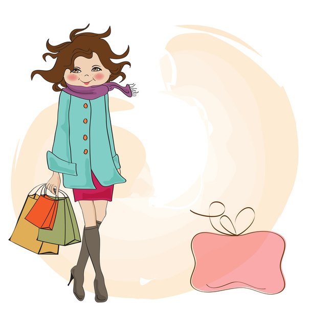 Mujer en las compras
 - Vector, imagen