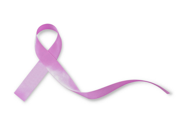 Purple color ribbon isolated on white background for raising awareness on  Breastfeeding, Eating disorder  - Photo, Image