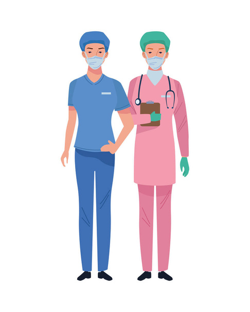 Chirurginnen mit medizinischen Masken - Vektor, Bild
