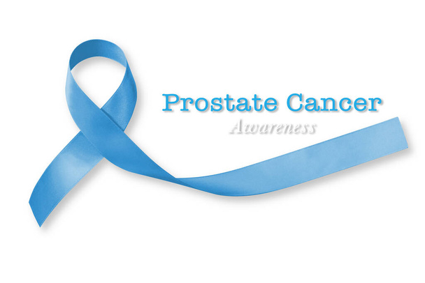 Синя стрічка символічна для кампанії поінформованості про рак простати та здоров'я чоловіків у листопаді місяця (ізольована на білому тлі, відсічний контур
) - Фото, зображення