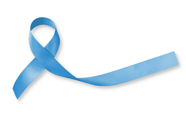 Kasım ayında prostat kanseri bilinçlendirme kampanyası ve erkek sağlığı için mavi kurdele (beyaz arka planda izole edilmiş, kırpma yolu - Fotoğraf, Görsel