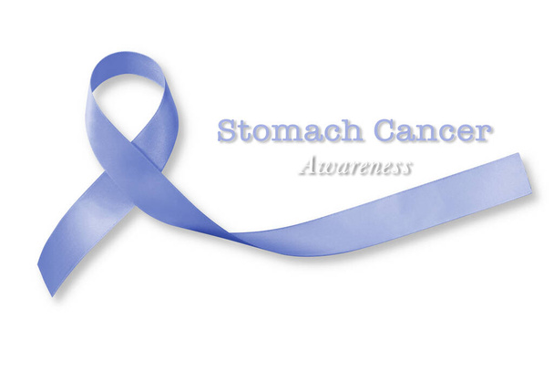 Periwinkle ribbon with Stomach cancer awareness text message isolated on white background (clipping path)  - Photo, Image