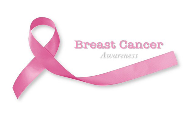 Campaña de concientización sobre el cáncer de mama con cinta rosa sobre fondo blanco (ruta de recorte) - Foto, imagen