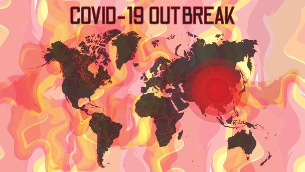 world covid 19 outbreak. designed with fire background. vector illustration - Vector, Image