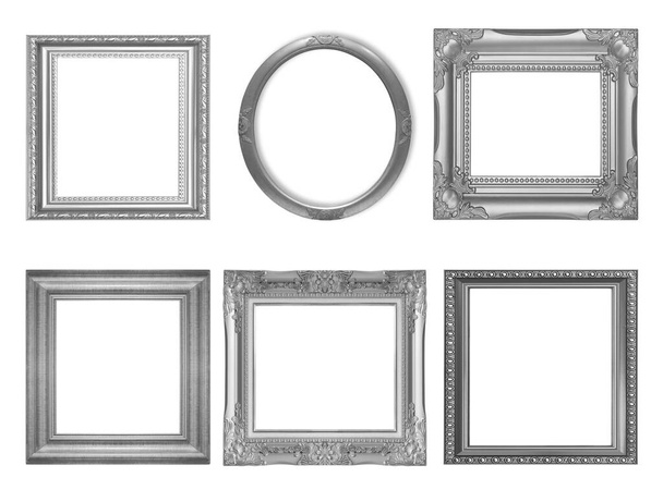 Set de marco vintage gris aislado sobre fondo negro
 - Foto, Imagen