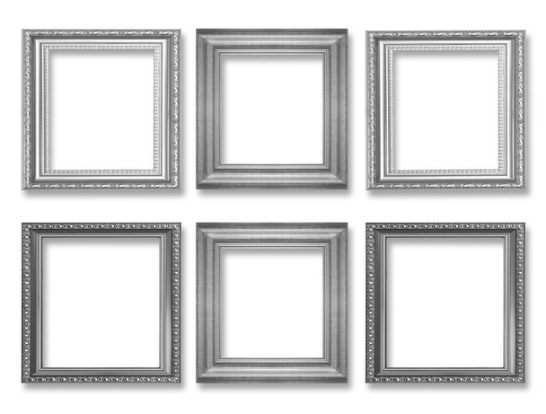 Set of gray vintage frame isolated on white background - Photo, Image