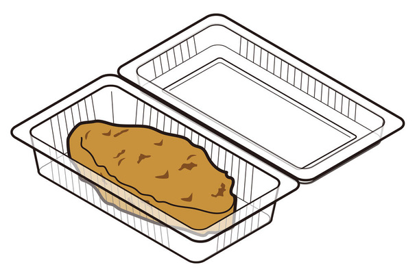 Pork cutlet in a food pack for takeaway - Vector, Image