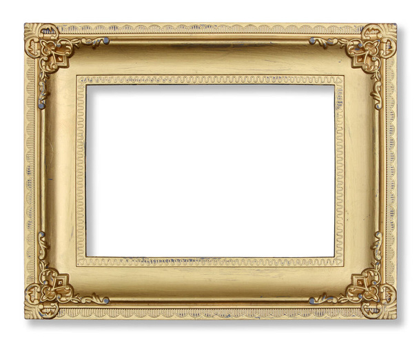 Gold picture frame on white background. - Photo, Image