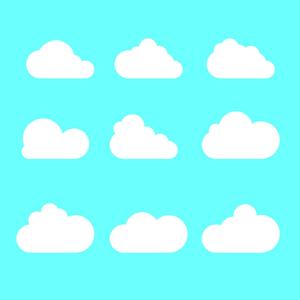 Un insieme di nuvole. Nuvole di cartoni animati isolati su sfondo blu. Illustrazione vettoriale
. - Vettoriali, immagini