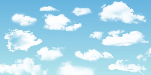 Vektorkészlet reális elszigetelt felhő a kék háttérben. Vektorillusztráció. - Vektor, kép