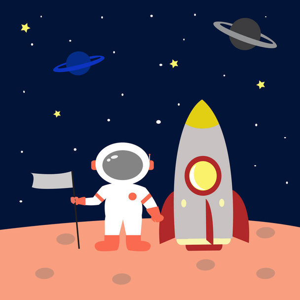 Astronaut im Weltraum Cartoon Vector Illustration für Kind - Vektor, Bild