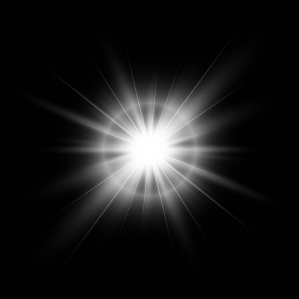 Light effects. White glowing light burst explosion. - Vector, Image