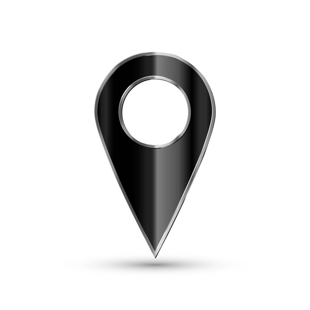 Realistic 3d pointer of map. Black map marker icon in vector. Vector illustration. - Vector, Image