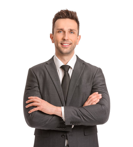 Portrait of handsome businessman on white background - Фото, изображение
