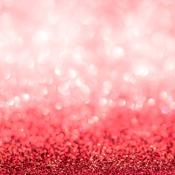 Red blur glitter Christmas and Valentine's day bokeh background with blurry silver white sparkling light of metallic glitz texture shimmering backdrop for holiday decoration - Foto, imagen