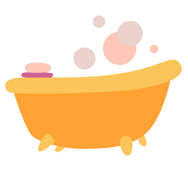 bath with washing bubbles, flat, isolated object on a white background, vector illustration, - Wektor, obraz