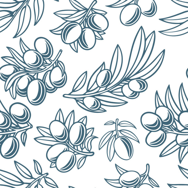 Olive. Olive hand drawn seamless pattern. Endless background texture. Part of set. - Vector, Image