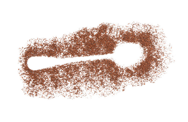 Форма ложки з кавового порошку на білому тлі
 - Фото, зображення