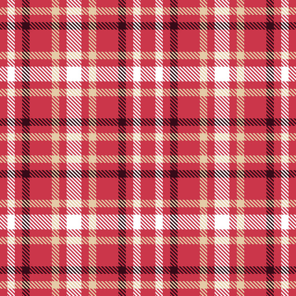 Red, white and brown tartan seamless vector pattern. Checkered plaid texture. Geometrical simple square background for fabric, textile, cloth, clothing, shirts, shorts, dress, blanket wrapping design - Vector, Image