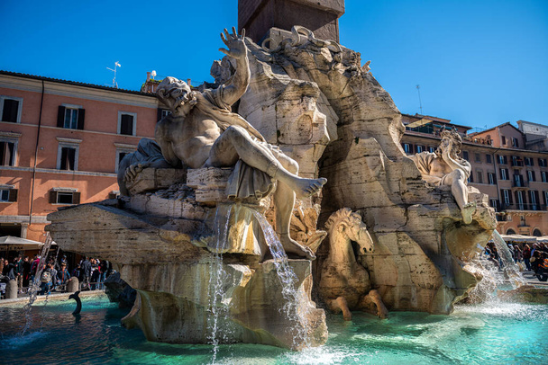 beautiful fountain in Piazza Navona in Rome - Φωτογραφία, εικόνα
