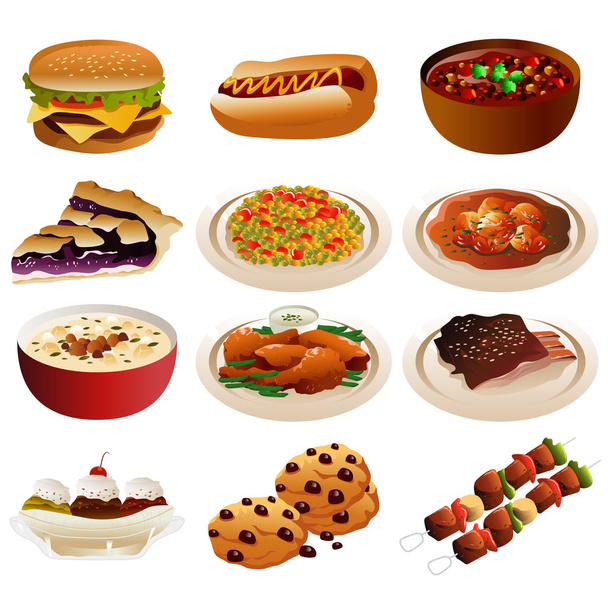 American food icons - Vector, Image