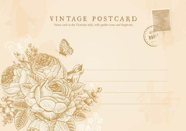 Vector vintage postcard in Victorian style. - Vetor, Imagem